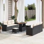 vidaXL Tuin Sofa Set 9 pcs Zwart poly rattan, Verzenden, Nieuw, Rotan, Meer dan 8 zitplaatsen