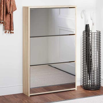 vidaXL Schoenenkast drielaags met spiegel 63x17x102,5 cm, Verzenden, Nieuw
