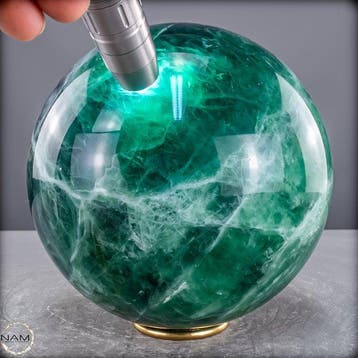 Hoogwaardige semi-transparante bol van blauwgroene fluoriet