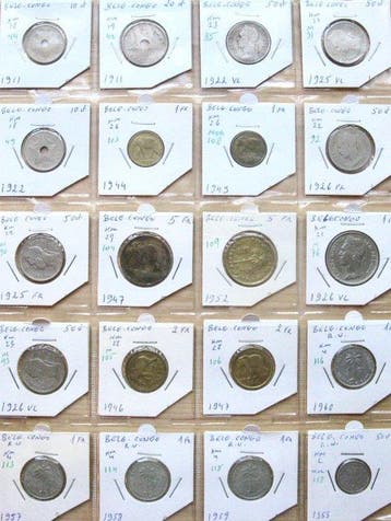 Belgisch-Congo. 20 different coins | 1911-1960 | 5 Centime -
