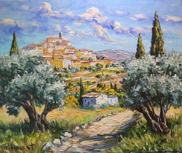 R. Vincent (1954) - Le village de Gordes en Provence oeuvre