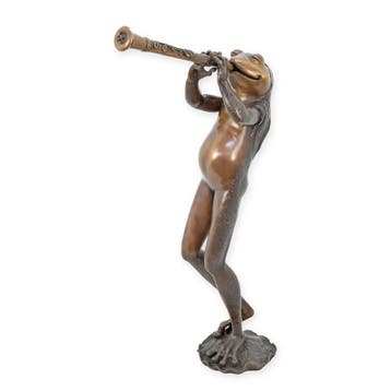BRONZEN FONTEIN VAN EEN FLUITSPELENDE KIKKER (Interieur), Verzenden, Nieuw