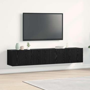 vidaXL TV-kast 2 st Zwart Eiken Bewerkt hout, Minder dan 50 cm, Verzenden, Nieuw, Minder dan 100 cm