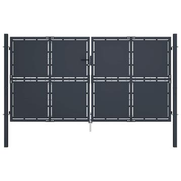 vidaXL Tuinpoort staal 300x150 cm antraciet, Verzenden, Nieuw