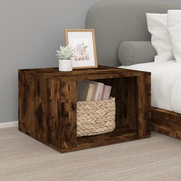 vidaXL Nachtkastje 57x55x36 cm bewerkt hout gerookt, Verzenden, Nieuw, 45 tot 65 cm, Minder dan 55 cm