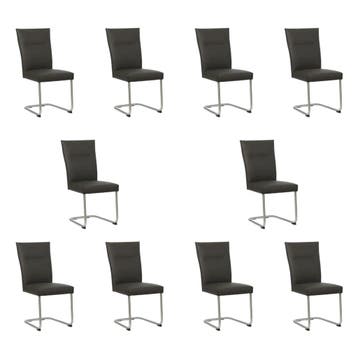 Set van 10 Leren eetkamerstoelen Retro - Hermes Caffe, Huis en Inrichting, Stoelen, Ophalen of Verzenden, Nieuw, Leer