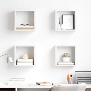 vidaXL Wandschappen kubus 4 st 26x15x26 cm wit, Verzenden, Nieuw