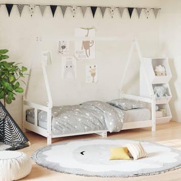 vidaXL Kinderbedframe 80x160 cm massief grenenhout wit, Verzenden, Nieuw
