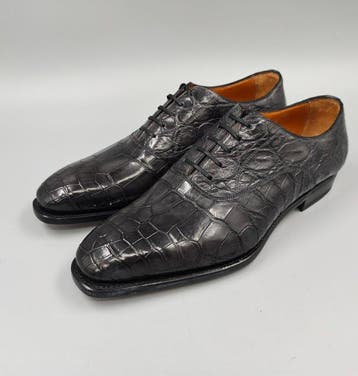 Mauro Volponi-10UK-Black Crocodile Oxfords - Veterschoenen -, Nieuw