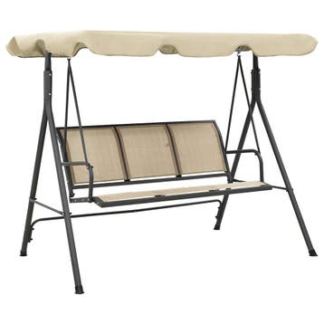 vidaXL Schommelbank met luifel antraciet en zandkleurig, Tuin en Terras, Verzenden, Nieuw, Metaal
