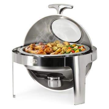 HCB Ronde chafing dish - rolltop - 6 liter - kijkglas - RVS, Verzenden, Nieuw in verpakking, Overige typen