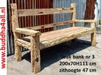 oude Javaanse stationsbank gemaakt van teakhout, tuinbank, Tuin en Terras, Tuinsets en Loungesets, 3 zitplaatsen, Teakhout, Nieuw