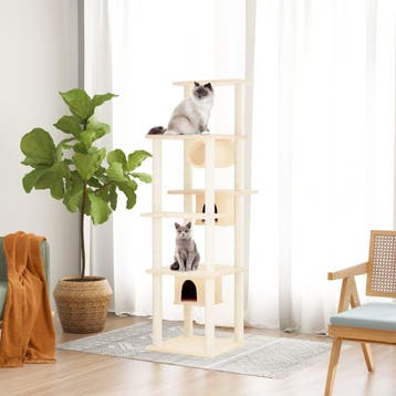 vidaXL Kattenmeubel met sisal krabpalen 169 cm crèmekleurig, Dieren en Toebehoren, Katten-accessoires, Verzenden, Nieuw