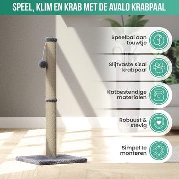 2dekans | Avalo Krabpaal met Speelballetje - 36x36x74 -, Ophalen of Verzenden, Zo goed als nieuw