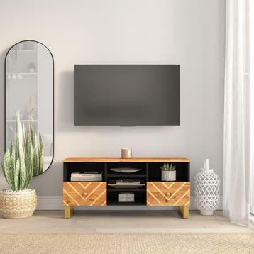 vidaXL Tv-meubel 100x33,5x46 cm massief mangohout bruin en, Verzenden, Nieuw, Overige houtsoorten
