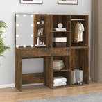 vidaXL Kaptafel met kastjes en LEDs bewerkt hout gerookt, Verzenden, Nieuw