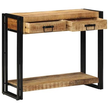 vidaXL Wandtafel met lade Bruin 90 x 33 x 75 cm Massief, Huis en Inrichting, Tafels | Bijzettafels, Verzenden, Nieuw, 60 cm of meer