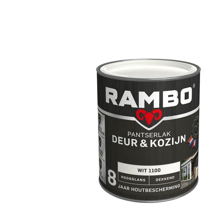 Rambo Pantserlak Deur en Kozijn Wit 0.75L, Doe-het-zelf en Verbouw, Verf, Beits en Lak, Lak, Wit, Nieuw, Minder dan 5 liter, Verzenden