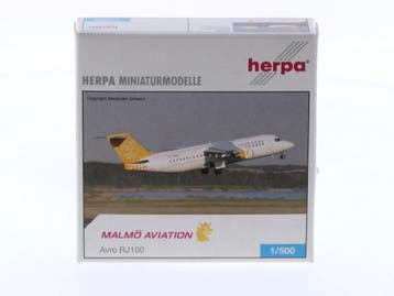 Schaal 1:500 Herpa 513739 Malmö Aviation Avro RJ100 Reg...., Ophalen of Verzenden, Zo goed als nieuw