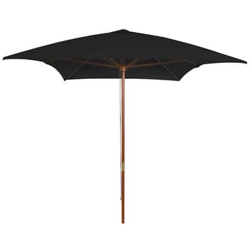 vidaXL Parasol met houten paal 200x300 cm zwart, Verzenden, Nieuw, 3 tot 4 meter