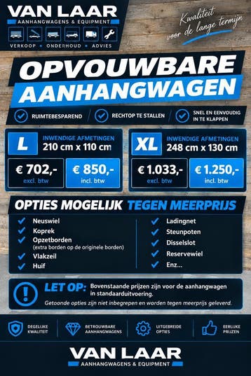 OPVOUWBARE AANHANGER kantelbaar opvouwbaar opklapbaar, Ophalen of Verzenden, Nieuw