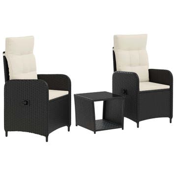 vidaXL Tuin loungeset 3 st Zwart en Cream Wit, Huis en Inrichting, Overige Huis en Inrichting, Verzenden, Nieuw