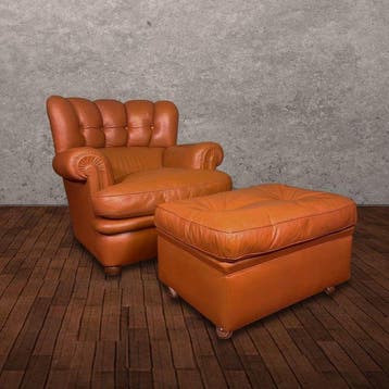 Poltrona Frau - Fauteuil (2) - Armstoel en poef model