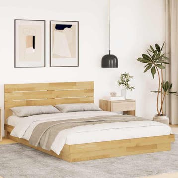 vidaXL Bedframe hoofdeinde zonder matras 150x200 cm massief, Bruin, Verzenden, Overige maten, 200 cm