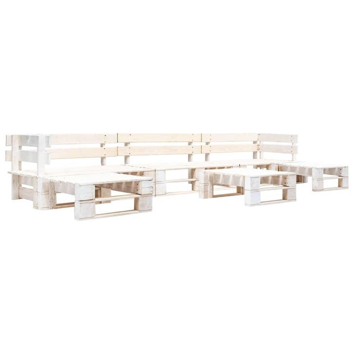 vidaXL 6-delige Loungeset pallet hout wit, Tuin en Terras, Tuinsets en Loungesets, Loungeset, Nieuw, Verzenden
