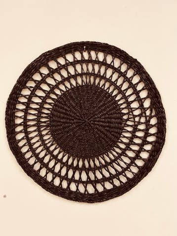 Wanddecoratie riet naturel mandala Jeske zwart 38x38x1 cm, Verzenden, Nieuw
