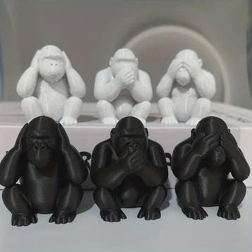Set van 3 Drie Apen Beeldjes - Niet Zien, Niet Horen, Niet Z