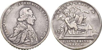 Praemien Doppeltaler, daalder 1786 Wuerzburg Bistum: Fran..., Verzenden