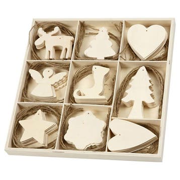Versier je Houten Kerst Hangers, 72st. (Thema), Ophalen of Verzenden, Nieuw