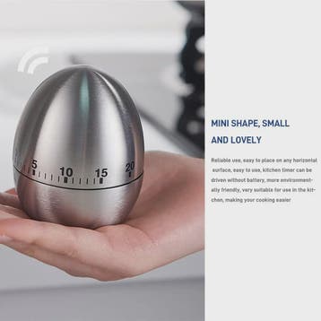 RVS Keuken Timer - Mechanisch, 60 Minuten, Eivormig & Appelv, Verzenden, Nieuw