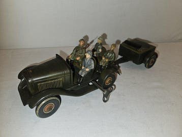 TippCo - Speelgoed militaire tin speelgoedauto met aanhanger, Nieuw