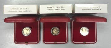 Monaco. 2 Euro 2017/2019 (3 monnaies) Proof