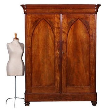 Vroeg Biedermeier notariskast in bloemmahonie met prachtig i, Antiek en Kunst, Ophalen of Verzenden
