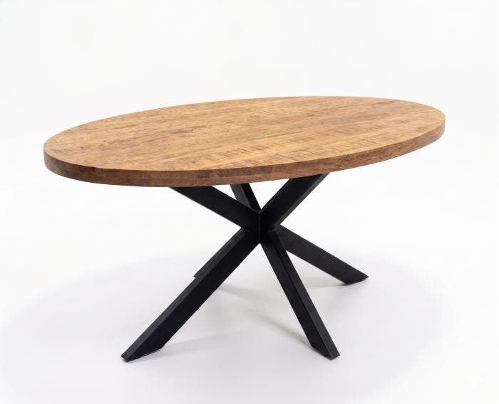 Eettafel Sophie HPL mangohout ovaal 180x90 cm - Naturel, Huis en Inrichting, Tafels | Eettafels, Nieuw, Ophalen of Verzenden
