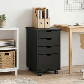 vidaXL Rolling Kast met wiel Grijs 34 x 39 x 56 cm Massief, Huis en Inrichting, Kasten | Overige, Verzenden, Nieuw
