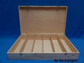 kist met vakken - houten kisten met 2 - 3 - 4 - of 6 vakken, Huis en Inrichting, Woonaccessoires | Kisten, Minder dan 50 cm, Ophalen of Verzenden