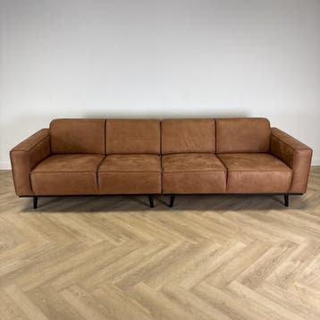 BePureHome 4-zits Bank 280 cm, bruin suède (imitatie), Ophalen of Verzenden, Gebruikt, Bureau