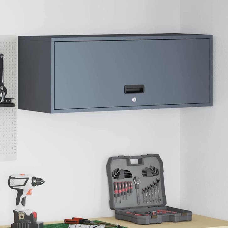 vidaXL Wandkast voor Garage Antraciet 90 x 33 x 35 cm, Huis en Inrichting, Kasten | Overige, Nieuw, Verzenden