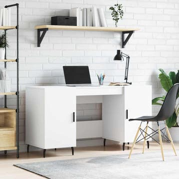 vidaXL Bureau 140x50x75 cm bewerkt hout wit, Verzenden, Nieuw