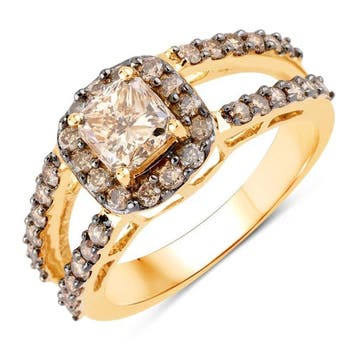 Ring 14k geel goud - 1.80ct. tw. Bruin Diamant (Natuurlijk, Nieuw