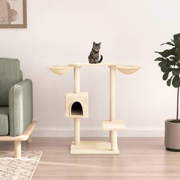 vidaXL Kattenmeubel met krabpalen 82 cm crèmekleurig, Verzenden, Nieuw