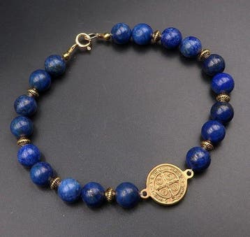 Lapis lazuli - Exorcisme armband – Sint-Benoîtkruis -