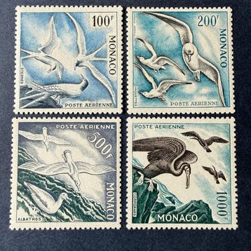 Monaco - Luchtpost Yvert 55/58 Oiseaux in mintstaat * met, Gestempeld