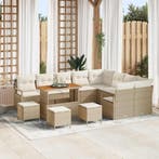vidaXL Tuin Sofa Set met kussen met opslag 13 pcs Beige en, Verzenden, Nieuw, Rotan, 3 zitplaatsen