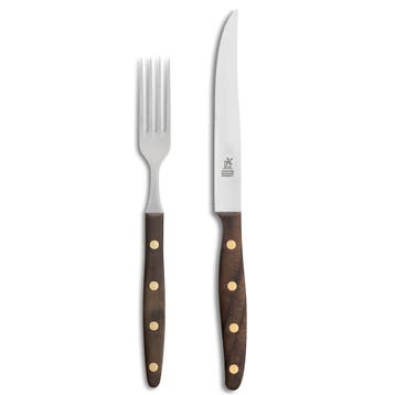 Robert Herder Windmühle Steakvork en Steakmes – RVS – F, Ophalen of Verzenden, Nieuw, Rvs of Chroom