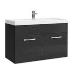 Badkamermeubel Set Paso 01 80 x 40 cm Zwart Badmeubel, Verzenden, Nieuw, Wastafelkast